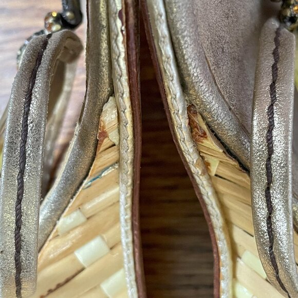 Giuseppe Zanotti Gold Leather & Bamboo Wedge Heels, EU 40 - Picture 11 of 16